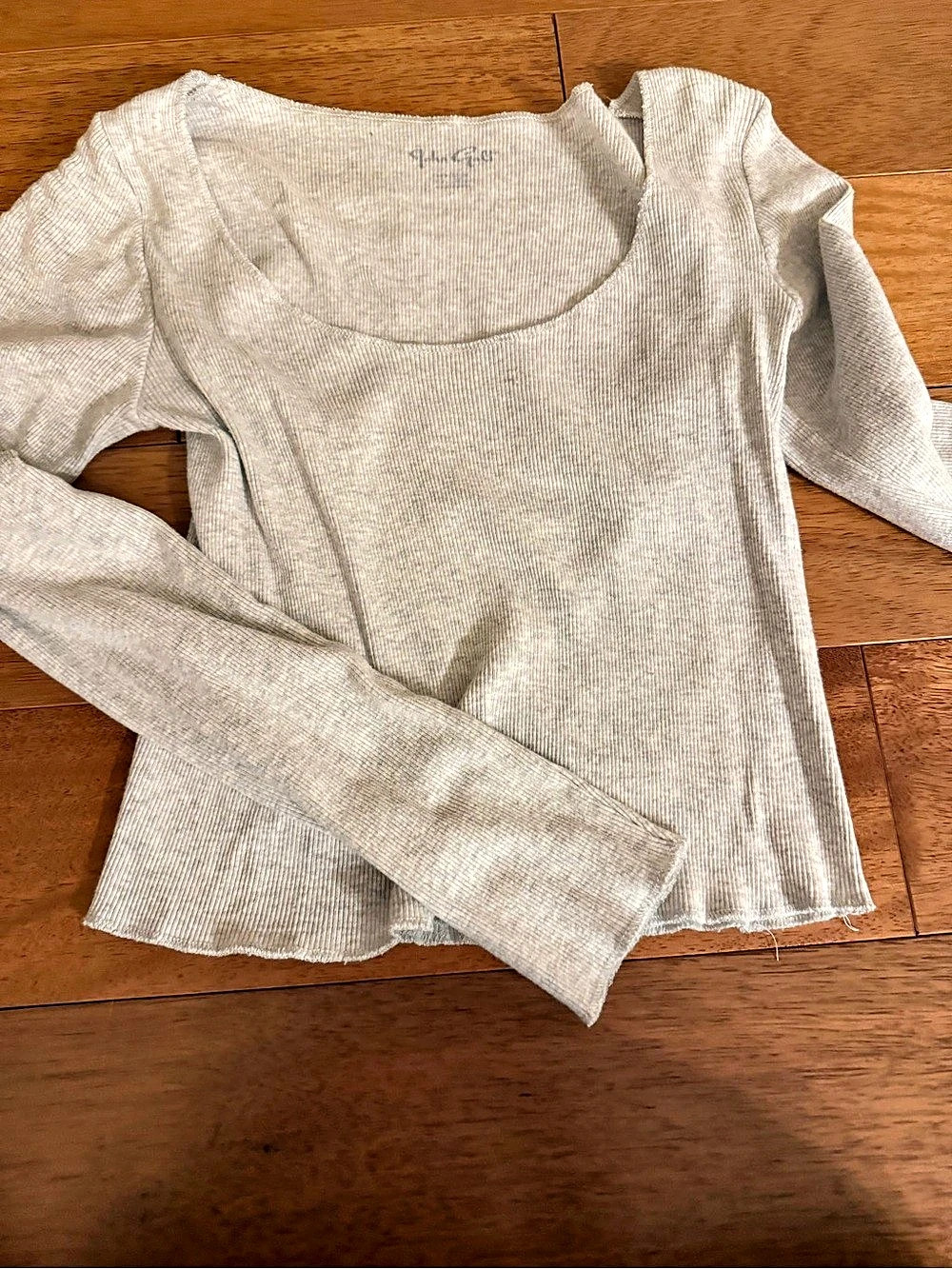 Brandy Melville Gray Long Sleeve Ribbed Top